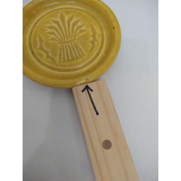 Set of 3 Vintage Pigeon Forge Pottery Coasters Yellow Butter Mold Prints 1 chip - Picture 2 of 9